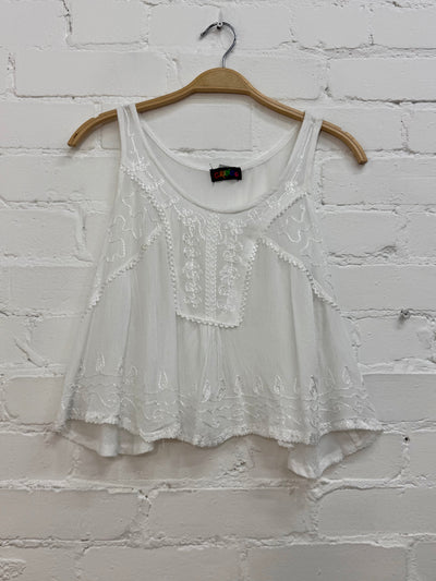 Short Embroidered Vest Top