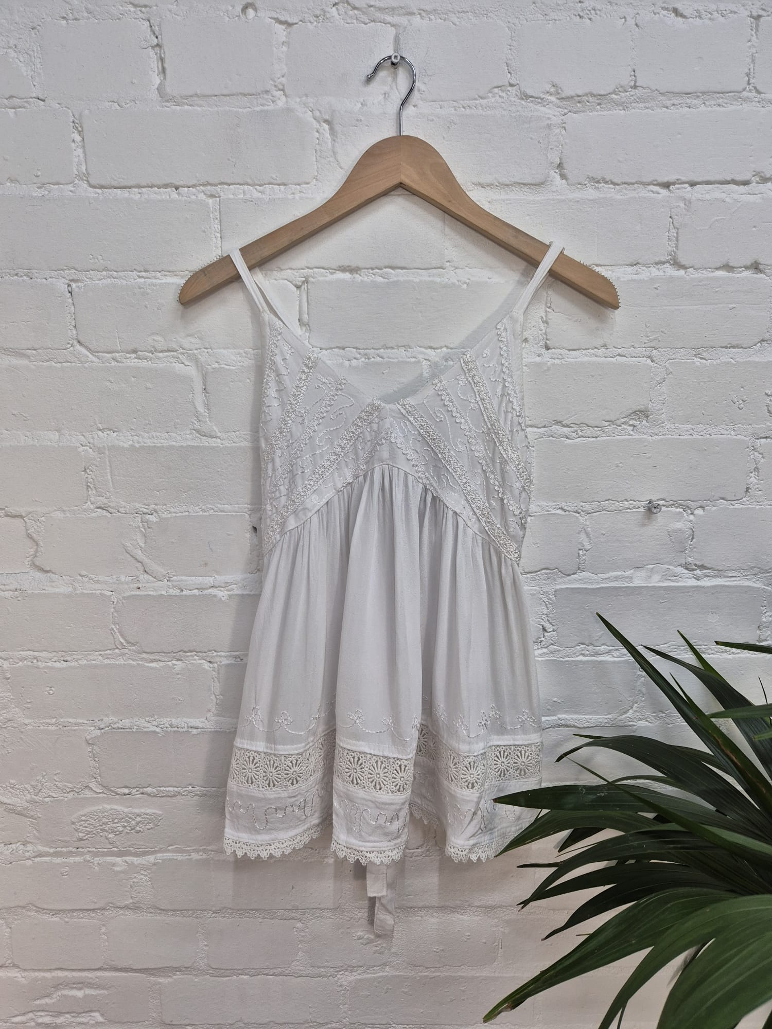 Embroidered Tie Back Vest Top