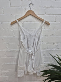 Embroidered Tie Back Vest Top