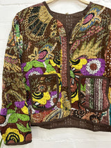 Cotton Patchwork Button Short Jacket