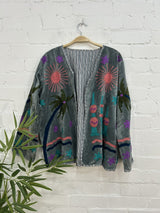 Palm Tree Velvet Open Jacket