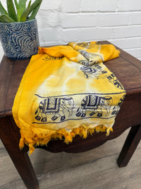 Tie Dye Elephant Scarf With Tassels