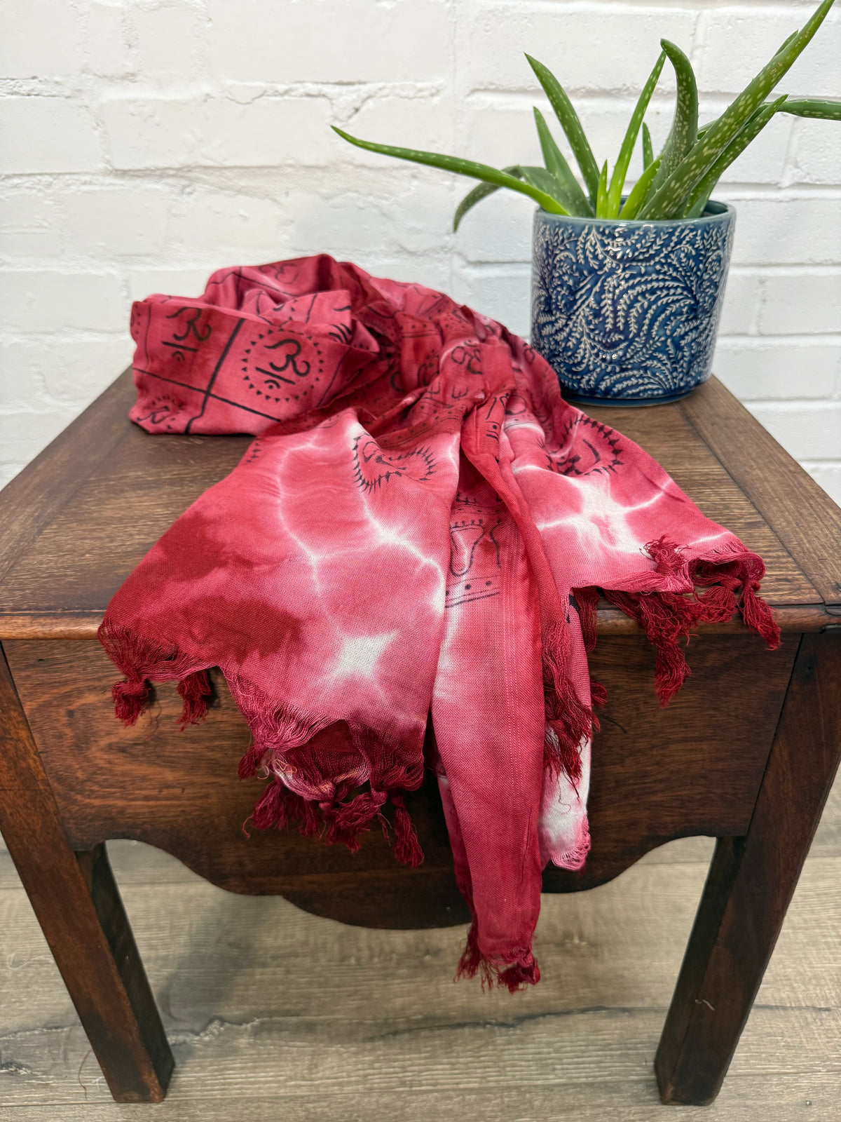 Tie Dye Ohm Scarf With Tassels