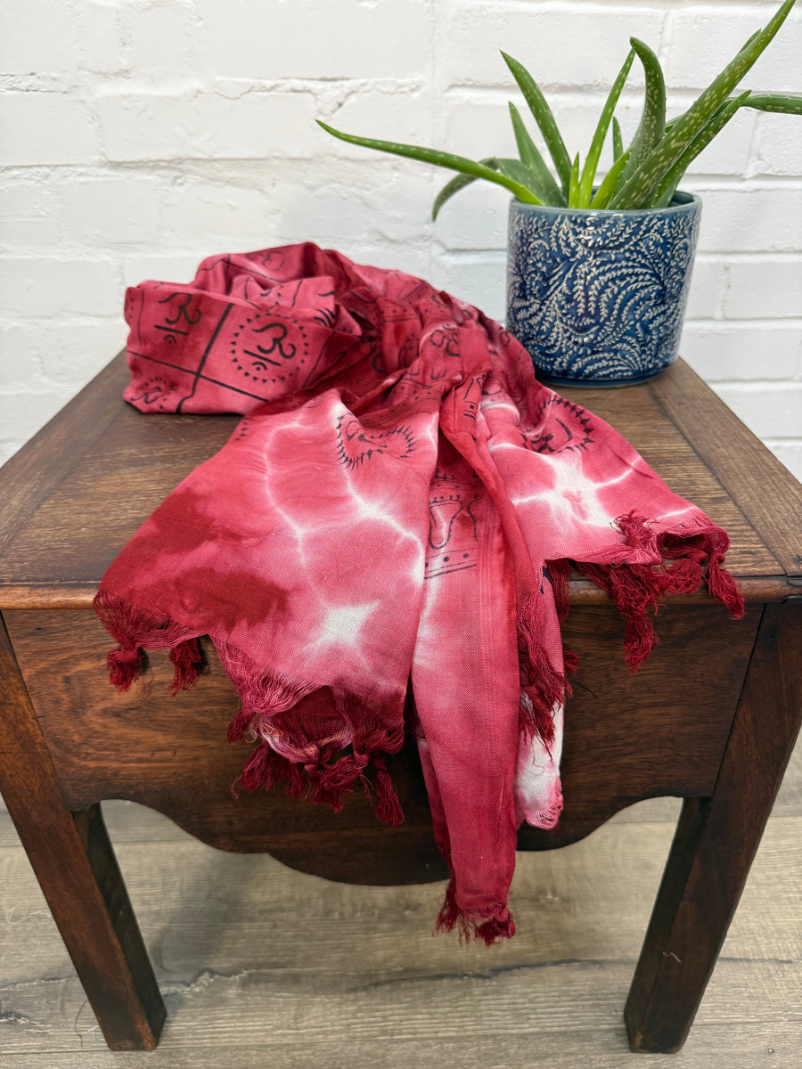 Tie Dye Ohm Scarf With Tassels