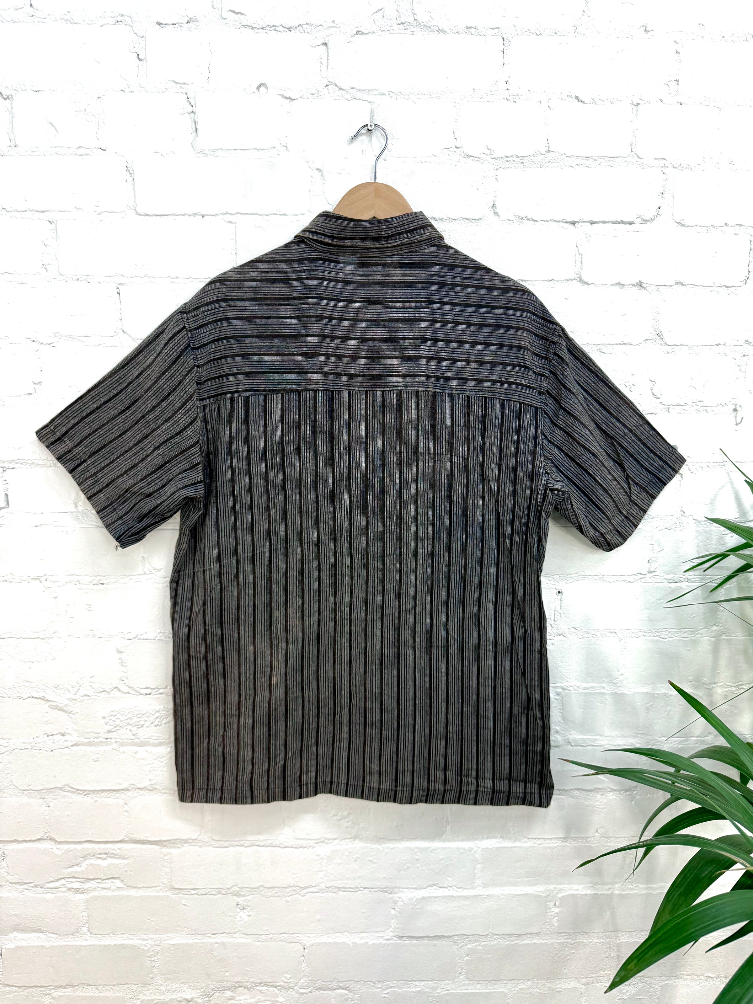 Stonewashed Stripe Full Button Short Sleeved Shirt