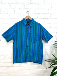 Stonewashed Stripe Full Button Short Sleeved Shirt