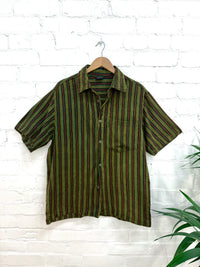 Stonewashed Stripe Full Button Short Sleeved Shirt