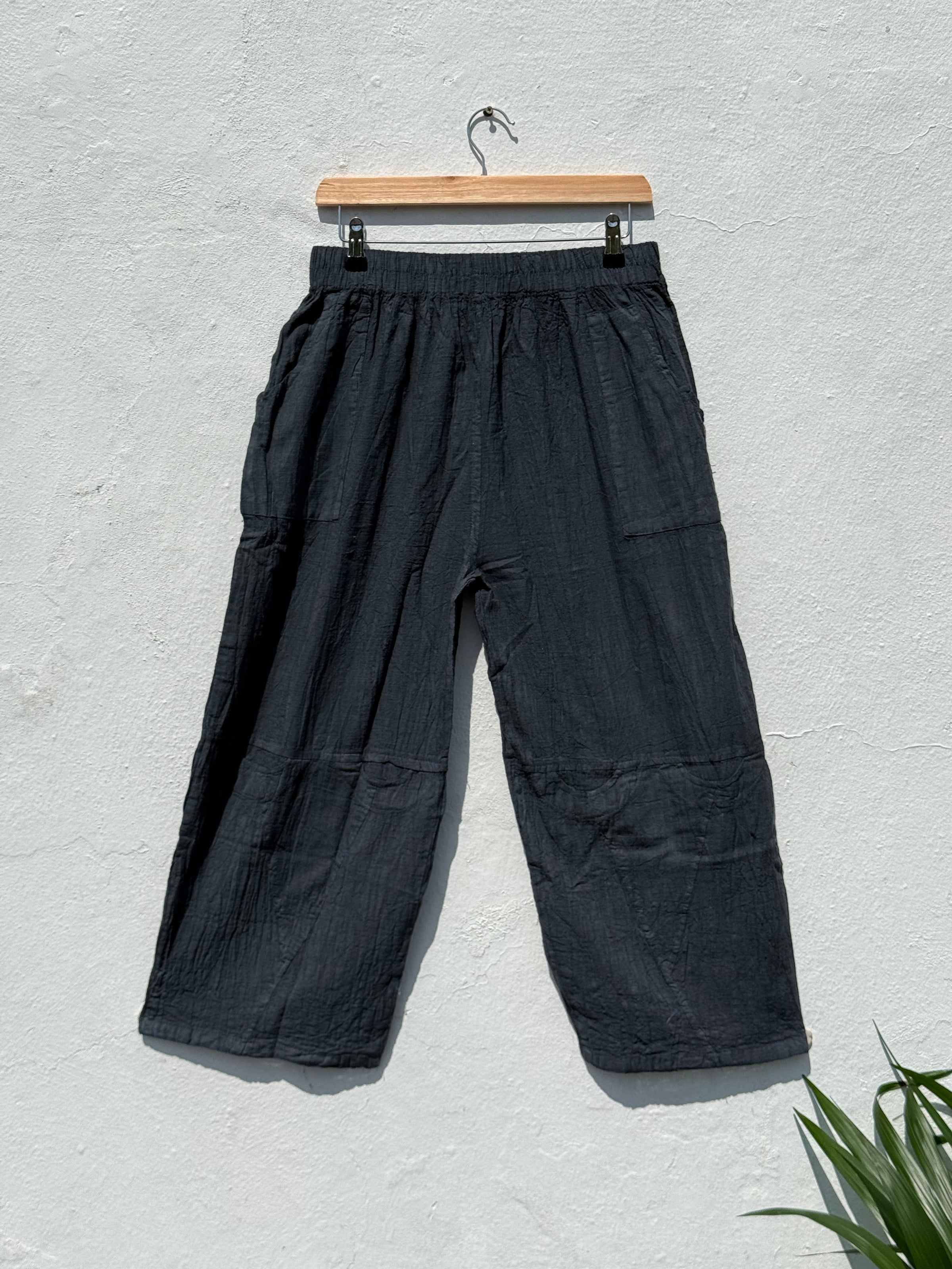 Stone Washed Straight Leg Trousers