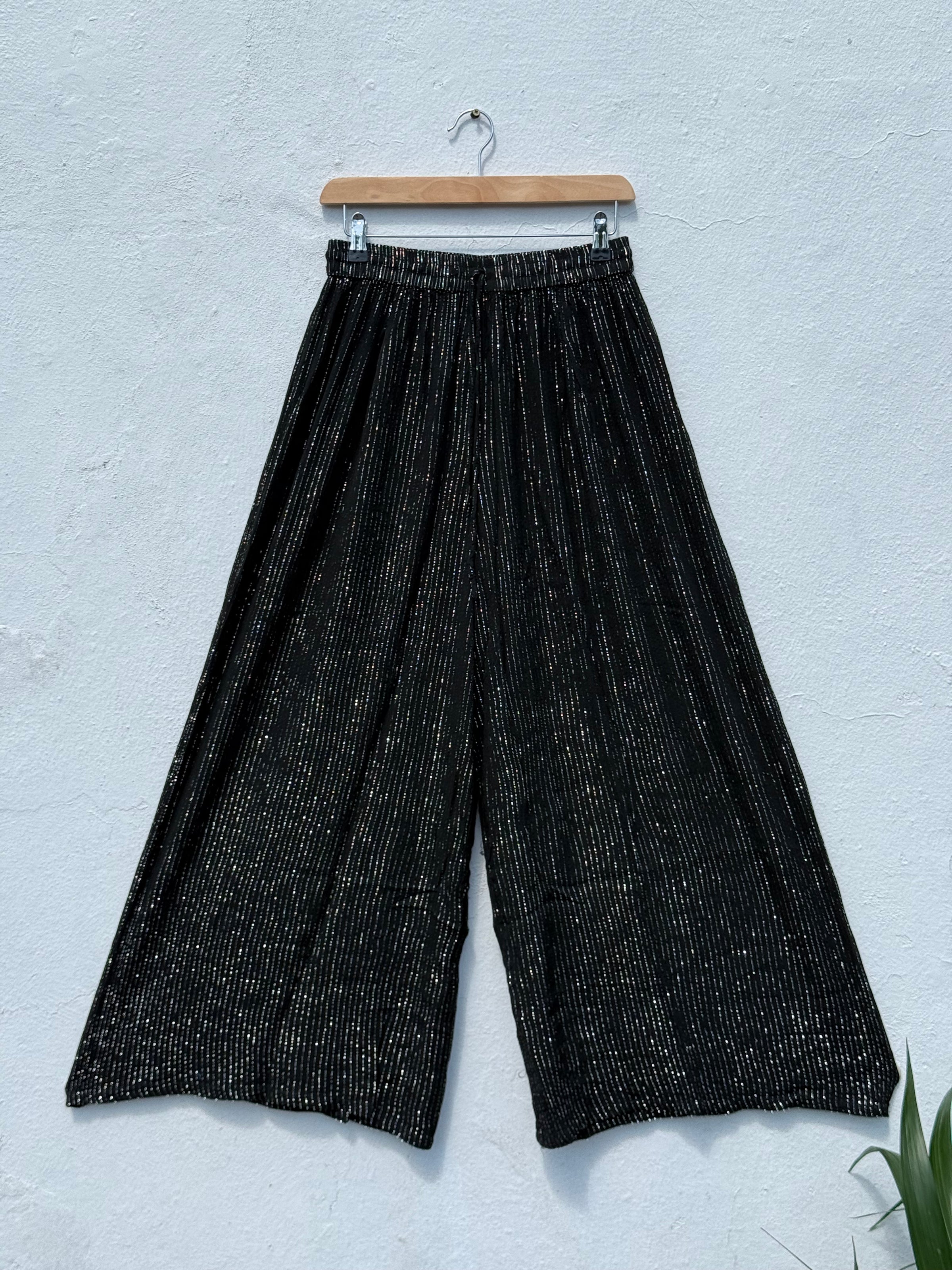Wide Leg Flowy Lurex Trousers