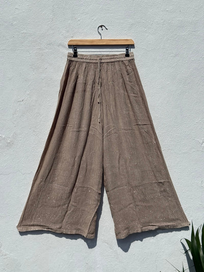 Wide Leg Flowy Lurex Trousers