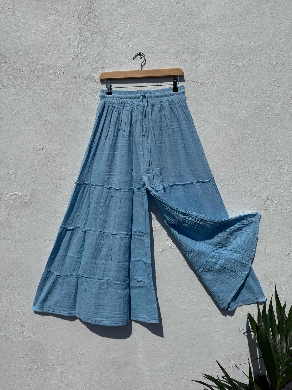 Wide Leg Flared Muslin Trousers
