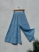 Wide Leg Flared Muslin Trousers