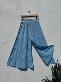 Wide Leg Flared Muslin Trousers