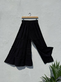 Wide Leg Flared Muslin Trousers