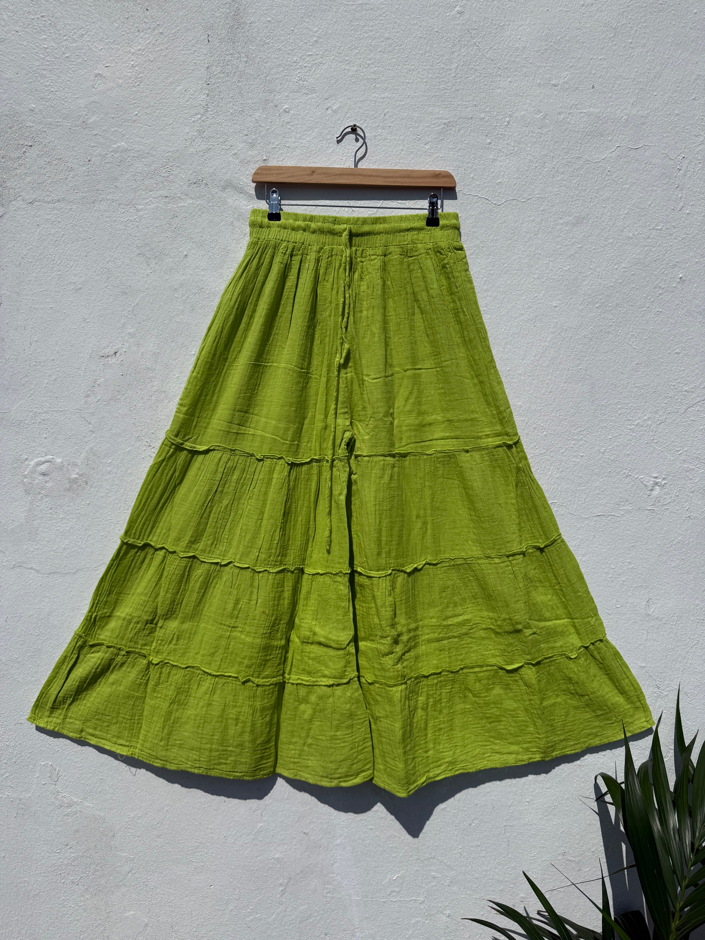 Wide Leg Flared Muslin Trousers