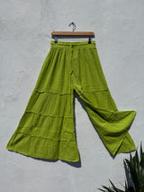 Wide Leg Flared Muslin Trousers