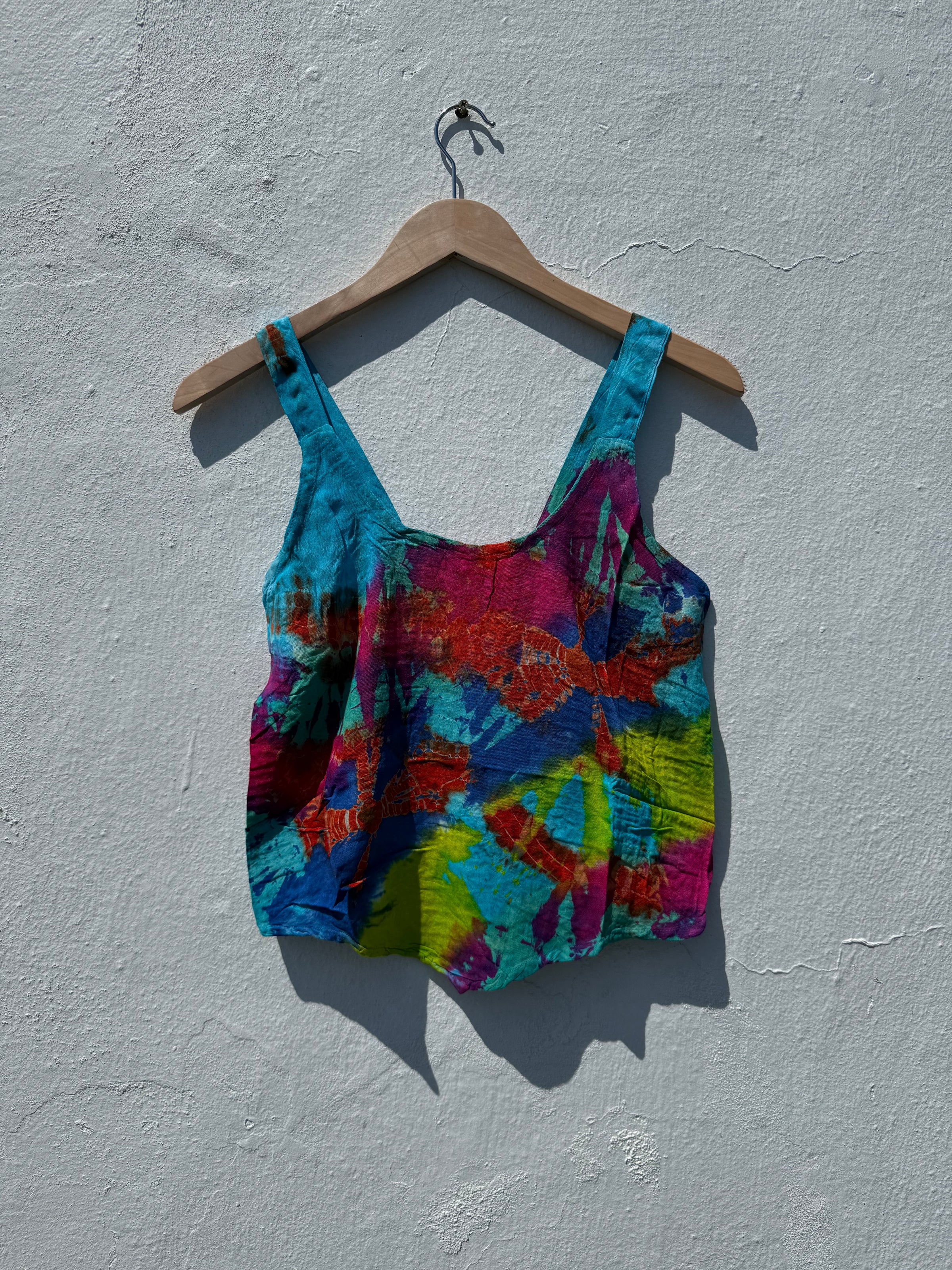 Rainbow Tie Dye Cropped Vest Top