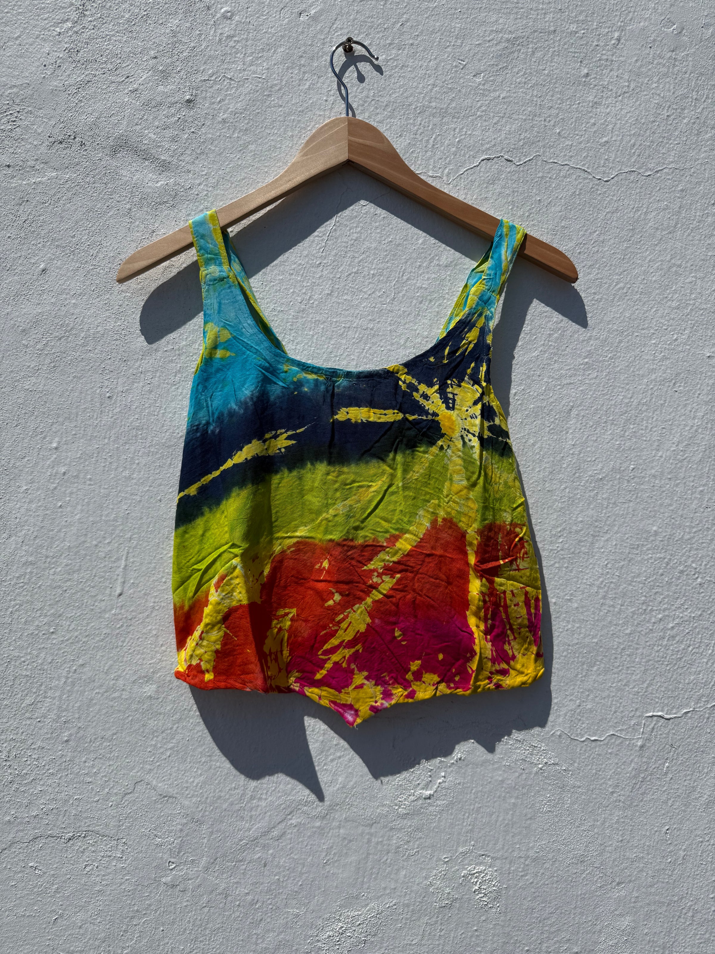 Rainbow Tie Dye Cropped Vest Top