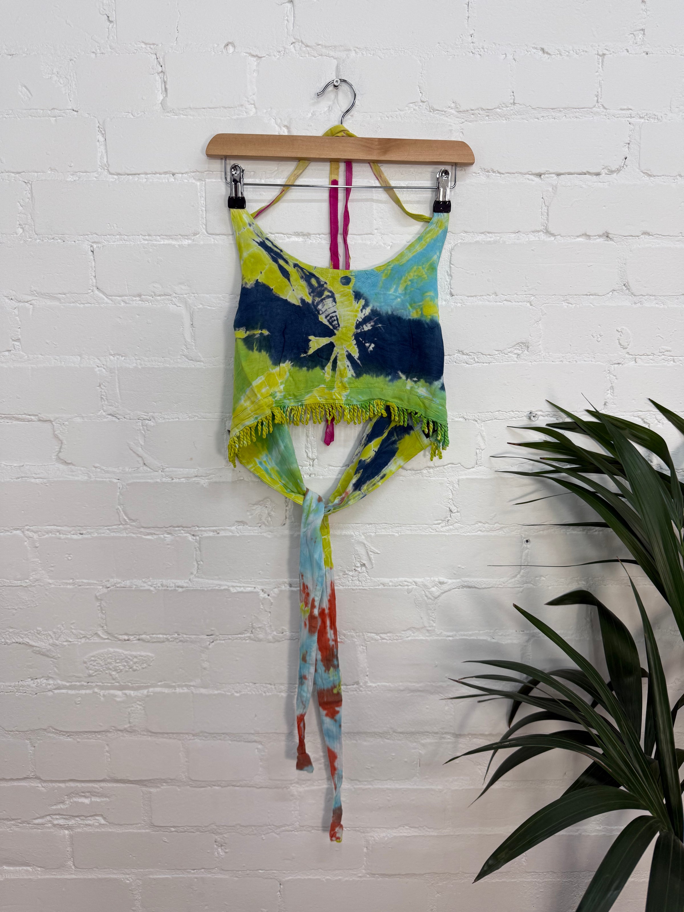 Multi Tie Dye Halter Neck Cropped Top