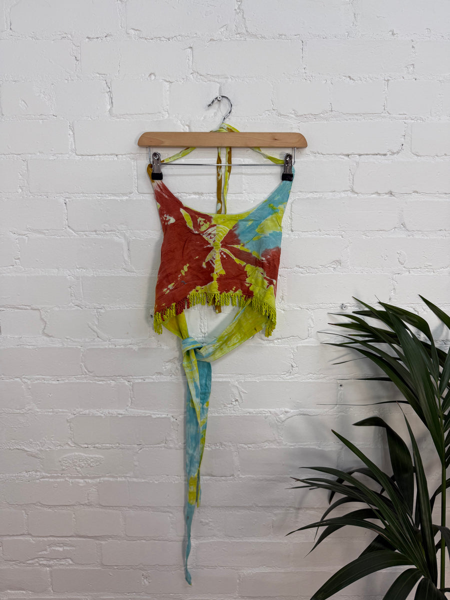 Multi Tie Dye Halter Neck Cropped Top