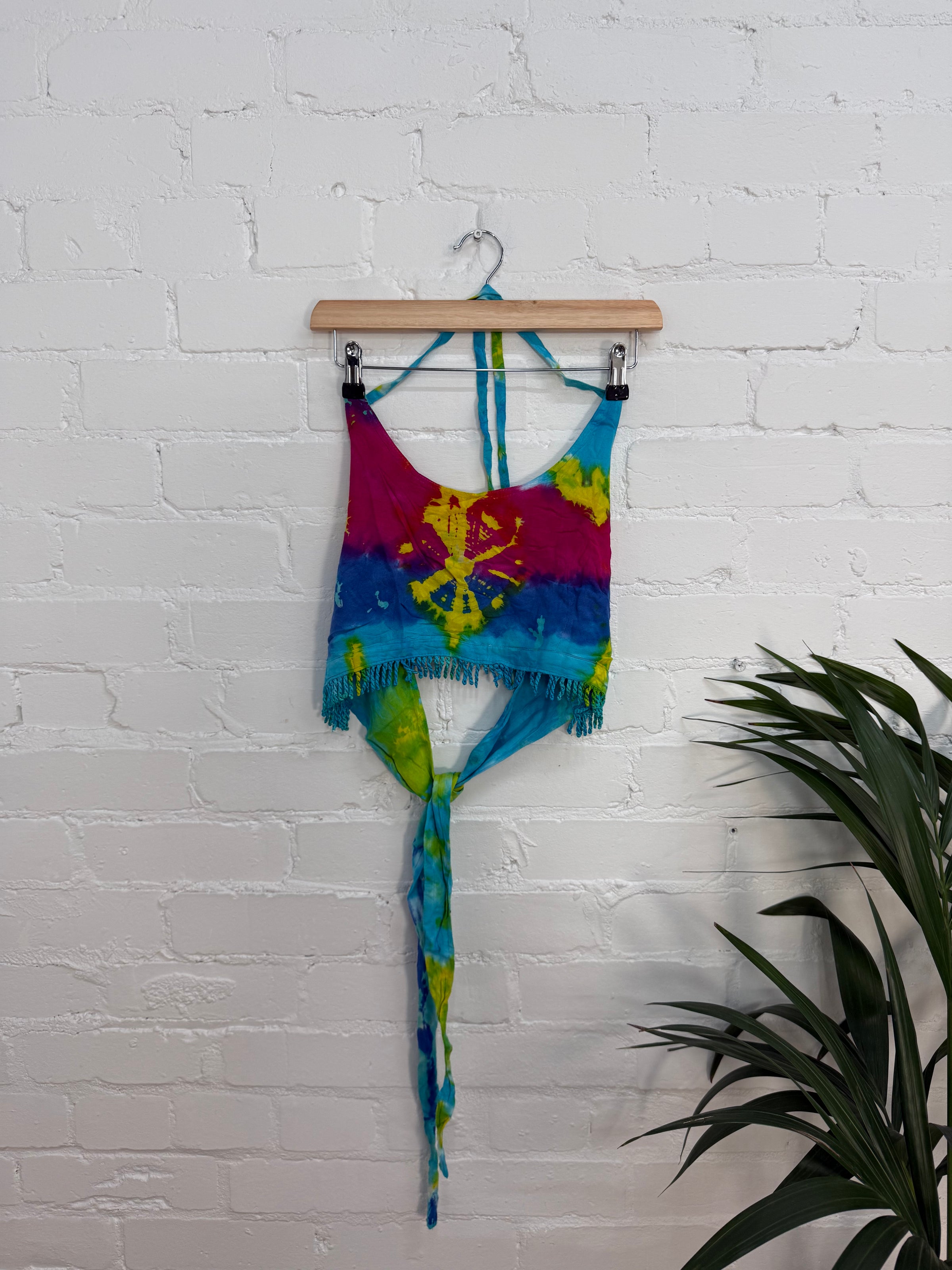 Multi Tie Dye Halter Neck Cropped Top