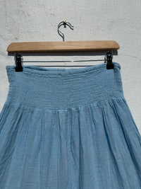 Wide Leg Elasticated Waist Muslin Trousers