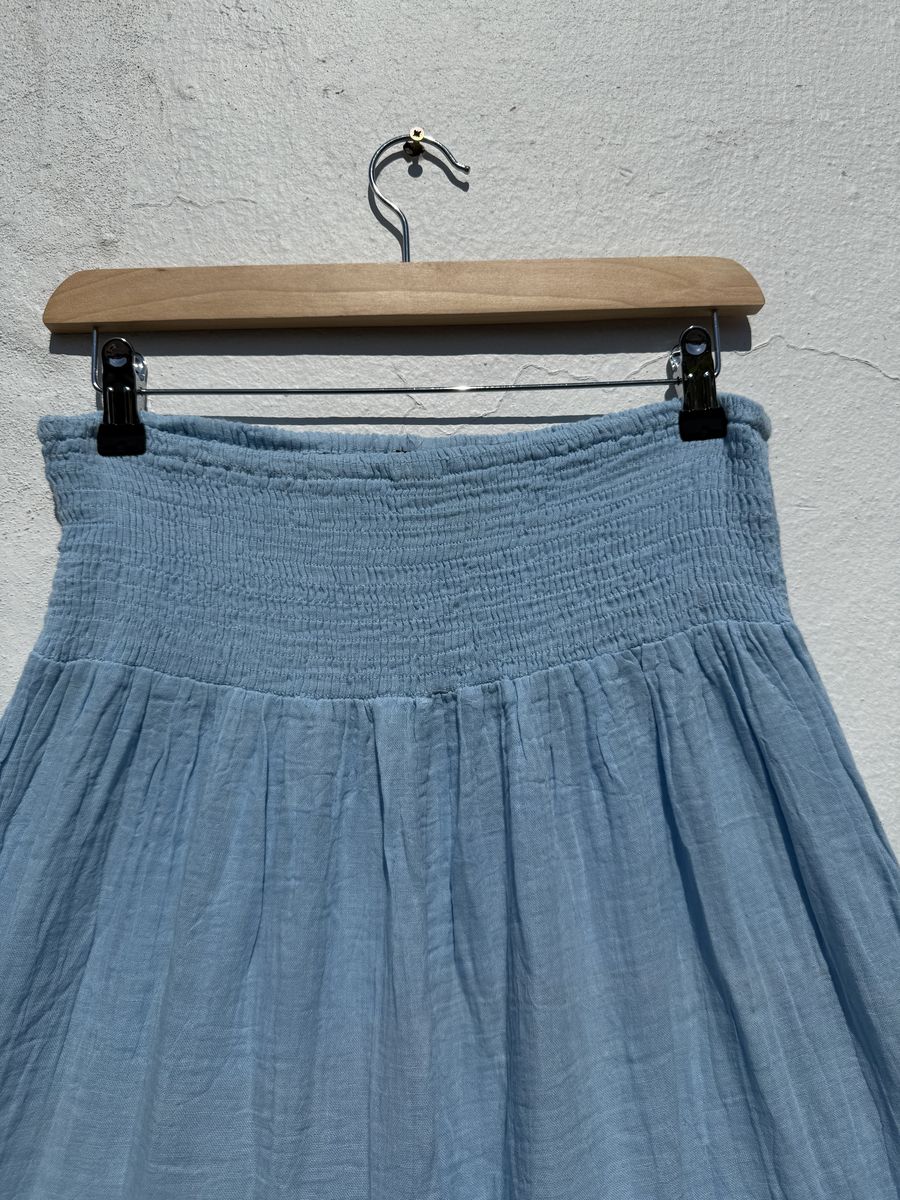Wide Leg Elasticated Waist Muslin Trousers