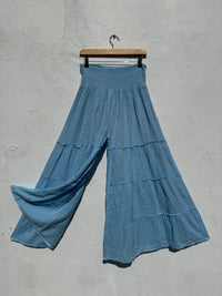 Wide Leg Elasticated Waist Muslin Trousers