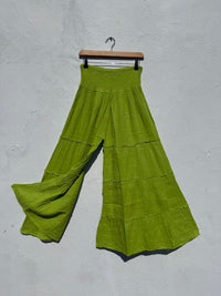 Wide Leg Elasticated Waist Muslin Trousers