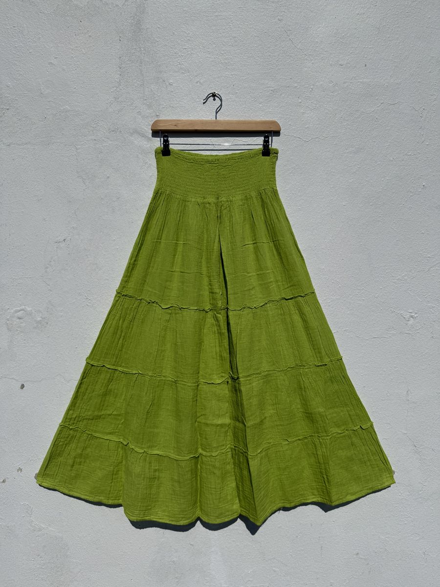 Wide Leg Elasticated Waist Muslin Trousers
