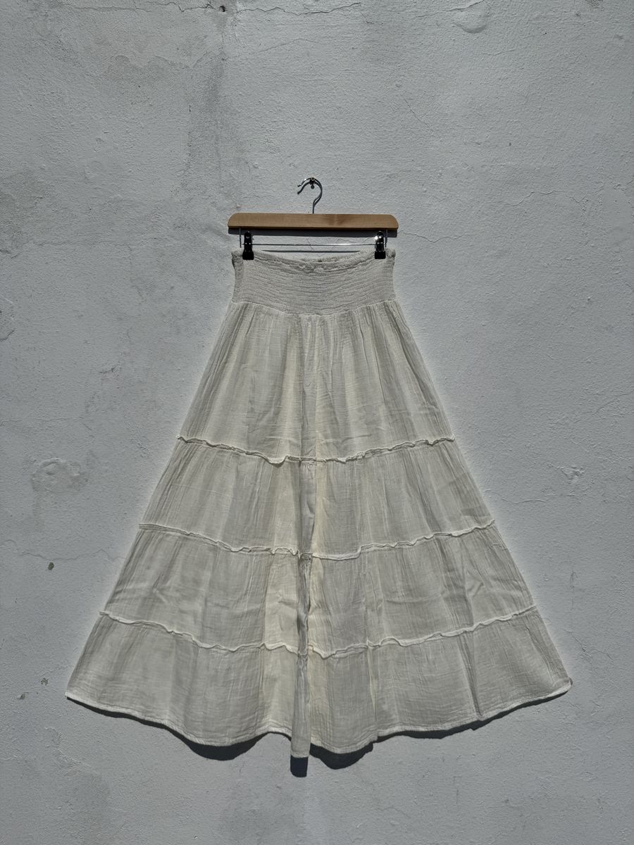 Wide Leg Elasticated Waist Muslin Trousers
