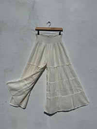 Wide Leg Elasticated Waist Muslin Trousers