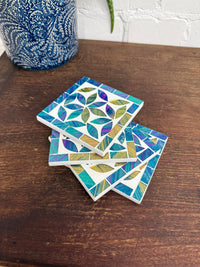 Set of Four Square Mosaic Coasters