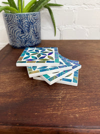 Set of Four Square Mosaic Coasters