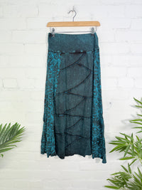 Sun Print Stonewash Long Skirt