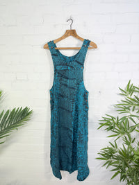 Sun Print Stonewash Long Dungaree Dress