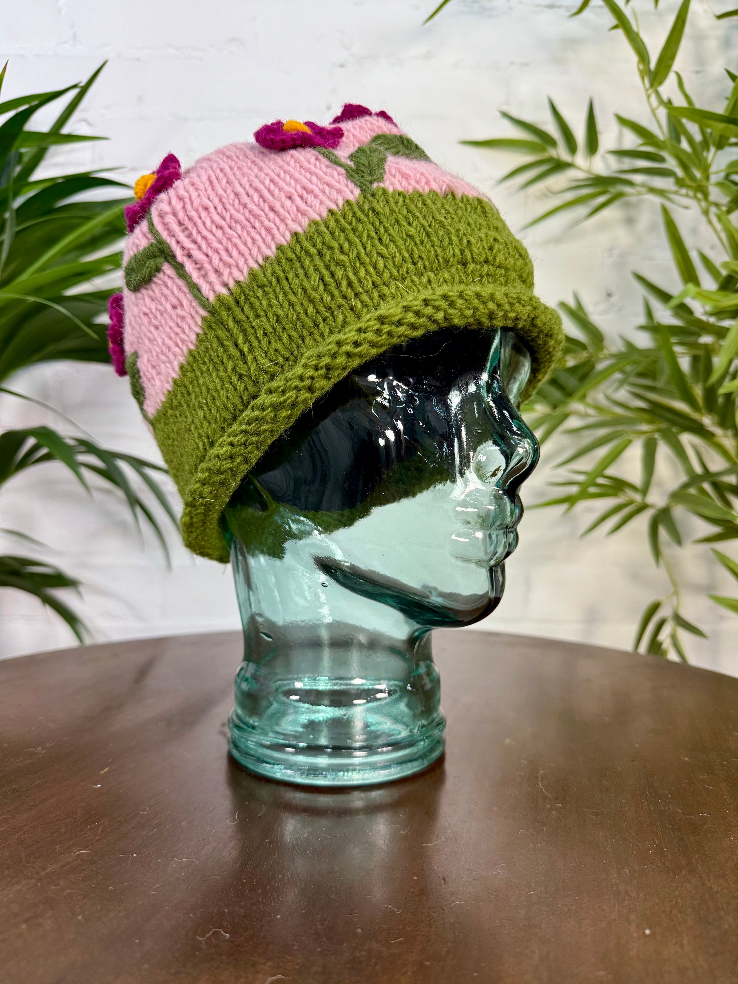 Flower Knitted Wool Hat