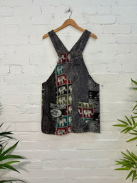 Patchwork Gheri Short Dungaree Dress
