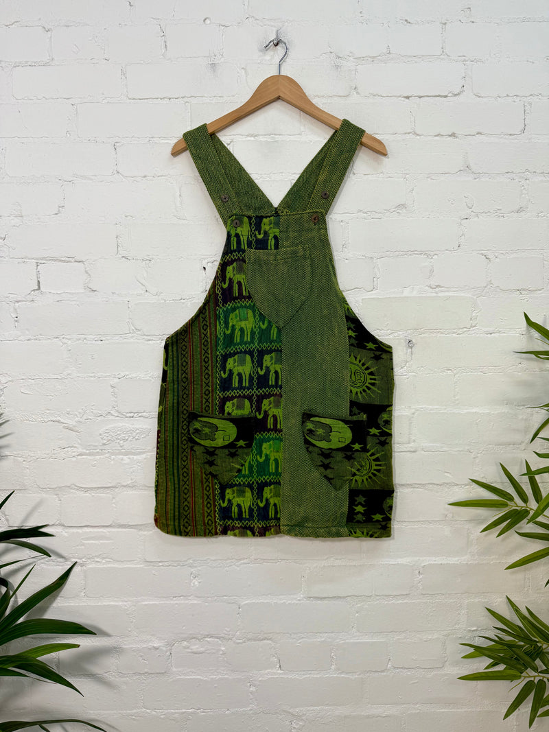 Patchwork Gheri Short Dungaree Dress