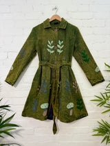Embroidered Belted Coat