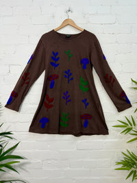 Embroidered Long Sleeve Short Dress