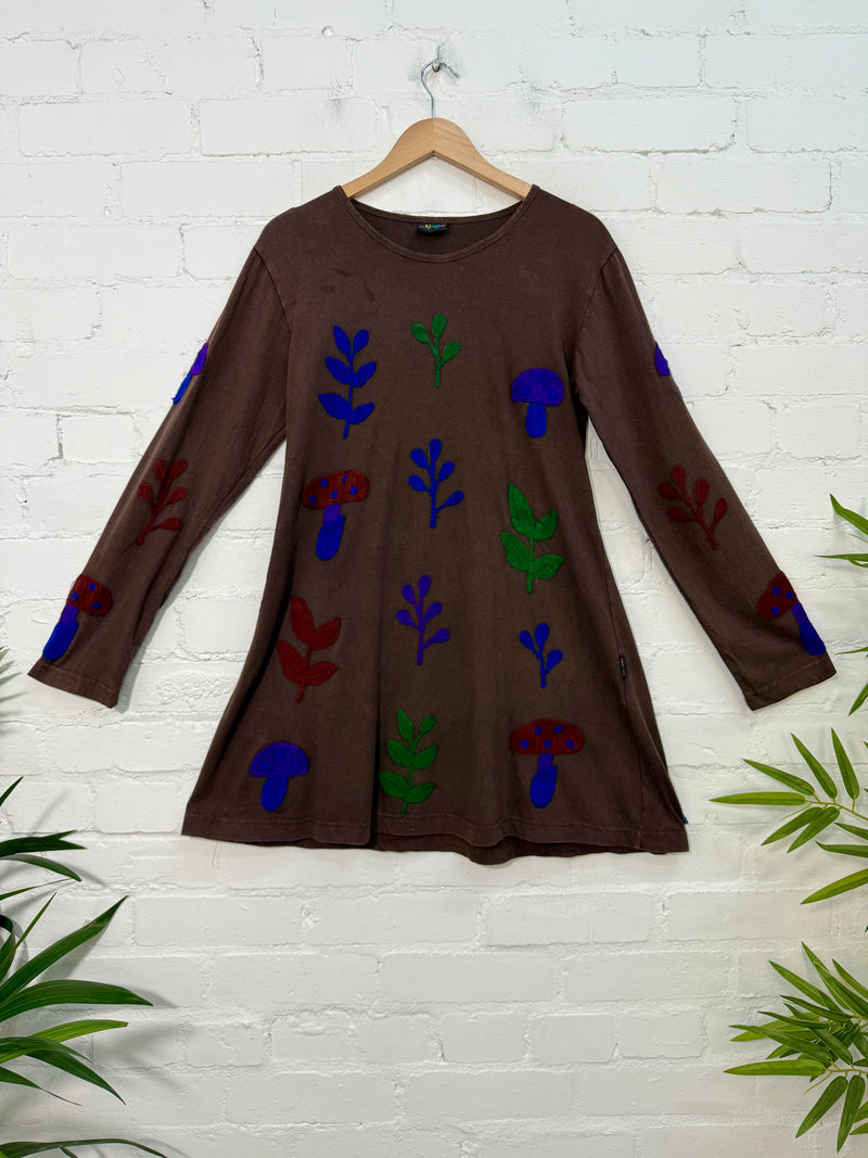 Embroidered Long Sleeve Short Dress