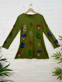 Embroidered Long Sleeve Short Dress