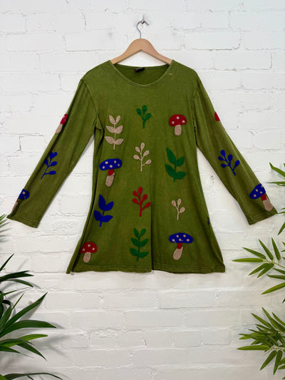 Embroidered Long Sleeve Short Dress