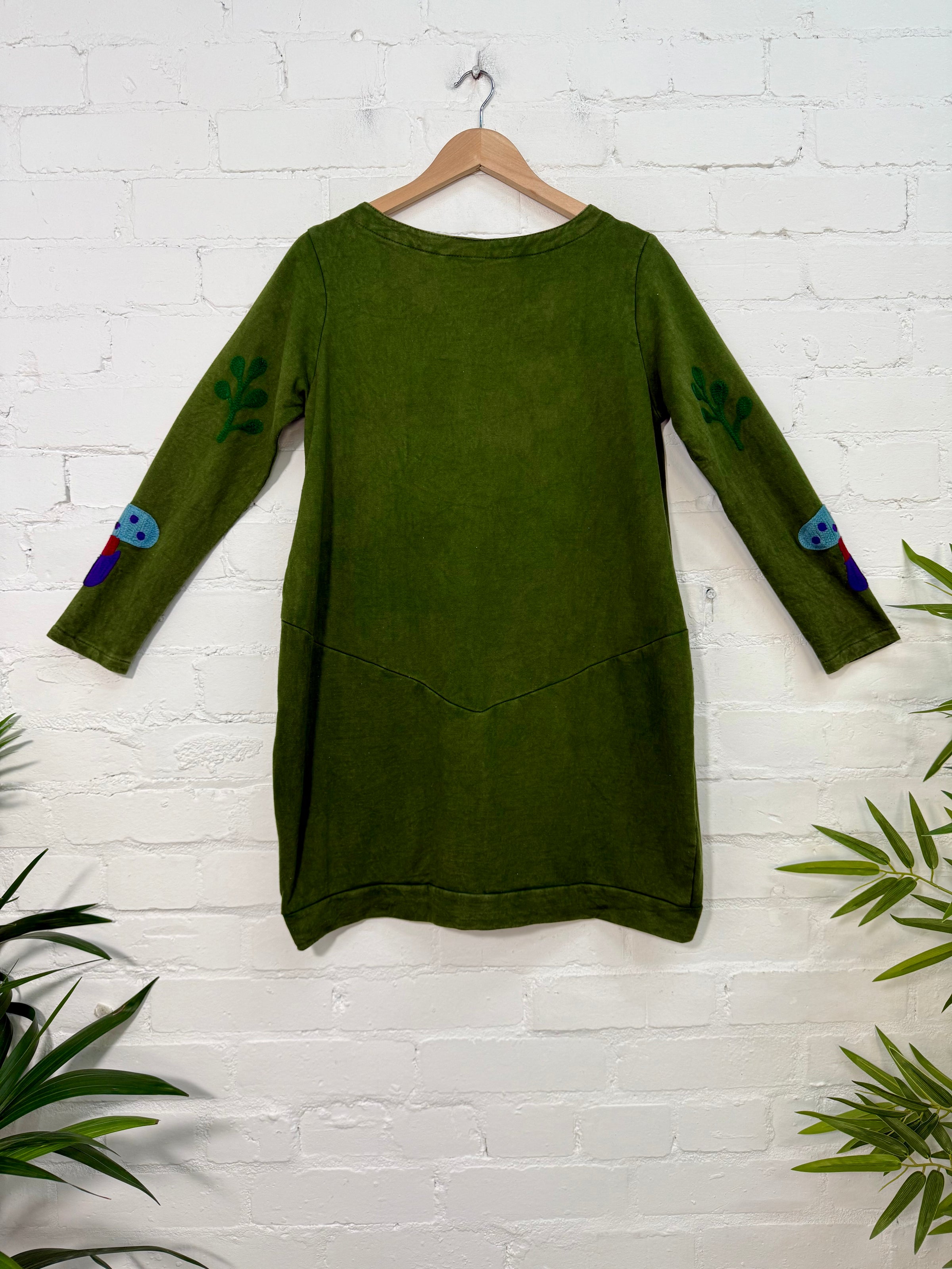 Embroidered Long Sleeve Short Pocket Dress