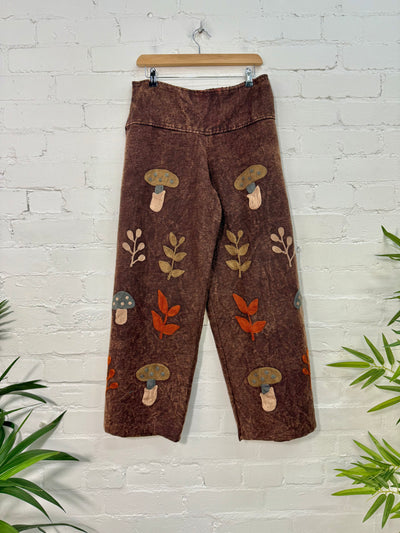 Embroidered Wide Leg Trousers