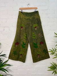 Embroidered Wide Leg Trousers