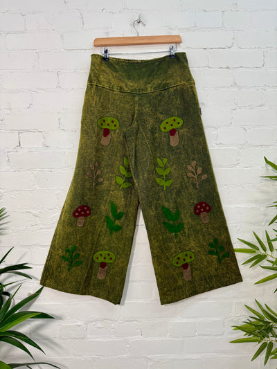 Embroidered Wide Leg Trousers