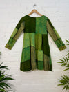 Patchwork Cotton Fleece Long Sleeve Dress