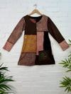 Patchwork Cotton Fleece Long Sleeve Short Dress